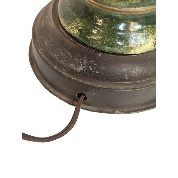 Vintage Tall Table Lamp With Brass Base Hand-Painted Floral Ceramic original fin - Picture 13 of 16